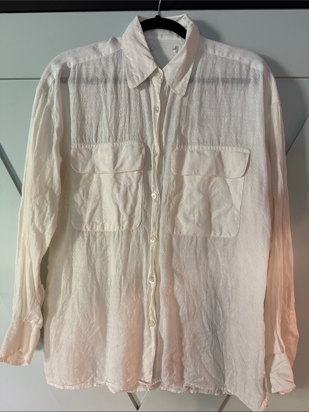 Vintage Liz Clairborne Lightweight Linen Cream Button-Up Shirt